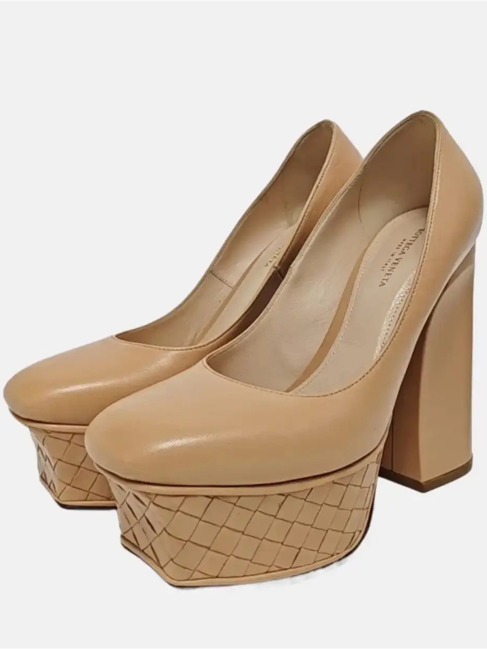 BOTTEGA VENETA Spring, Autumn nude leather woven pumps size 36 NEW /DISPLAY